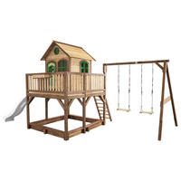 SPIELTURM 613/291/277 cm  - Braun/Weiß, KONVENTIONELL, Holz (613/291/277cm) - Ambia Garden