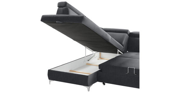 ECKSOFA in Samt Grau, Dunkelgrau  - Chromfarben/Dunkelgrau, KONVENTIONELL, Textil/Metall (206/271cm) - Carryhome