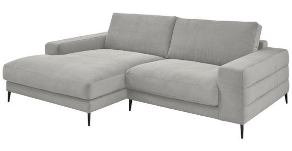 ECKSOFA in Feincord Hellgrau  - Hellgrau/Schwarz, Design, Textil/Metall (177/253cm) - Dieter Knoll