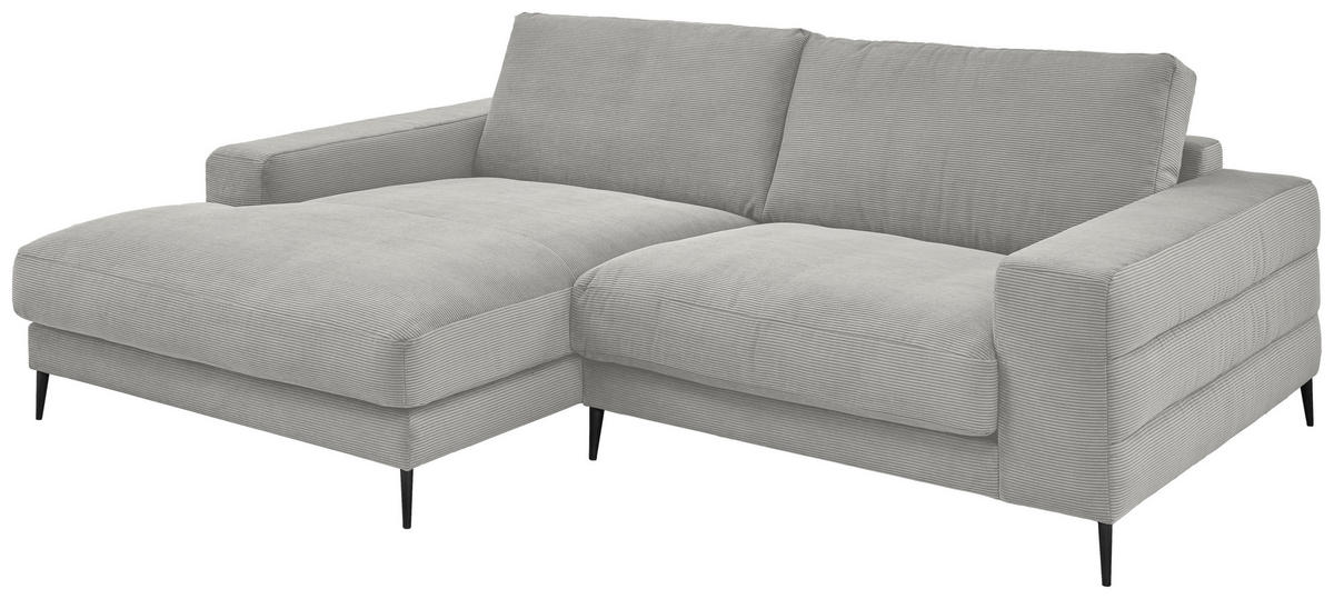 ECKSOFA in Feincord Hellgrau  - Hellgrau/Schwarz, Design, Textil/Metall (177/253cm) - Dieter Knoll