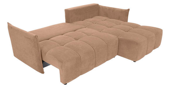 ECKSOFA Rosa Plüsch Zierkissen, Rückenkissen, Bettkasten, Schlaffunktion, Rücken echt, Liegefläche im Originalstoff  - Schwarz/Rosa, KONVENTIONELL, Kunststoff/Textil (253/192cm) - Carryhome