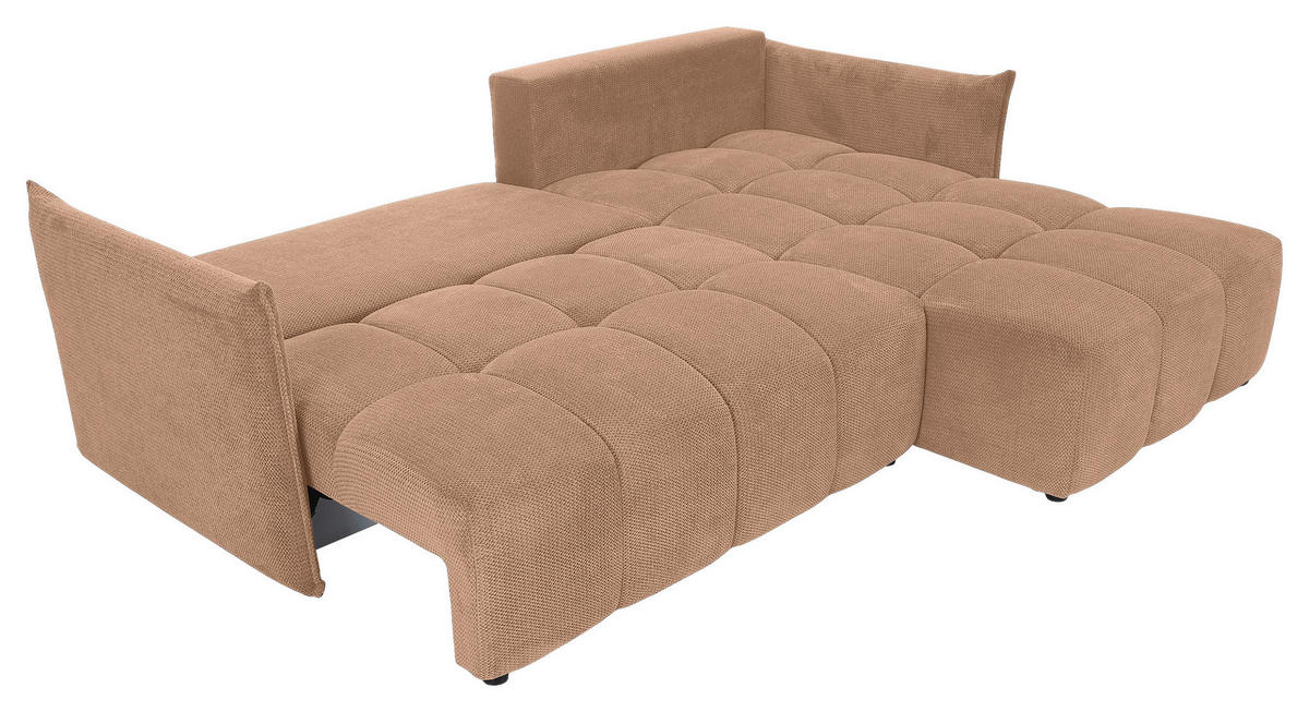 ECKSOFA Rosa Plüsch Zierkissen, Rückenkissen, Bettkasten, Schlaffunktion, Rücken echt, Liegefläche im Originalstoff  - Schwarz/Rosa, KONVENTIONELL, Kunststoff/Textil (253/192cm) - Carryhome