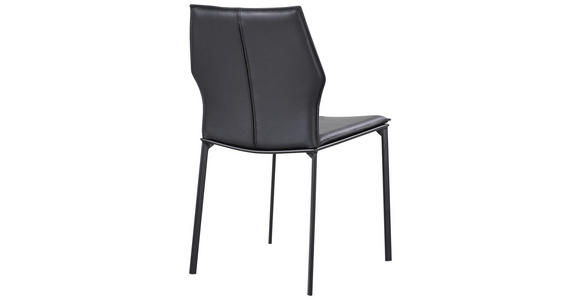 STUHL Echtleder Schwarz - Schwarz, Design, Leder/Metall (48/85/57,5cm) - Novel