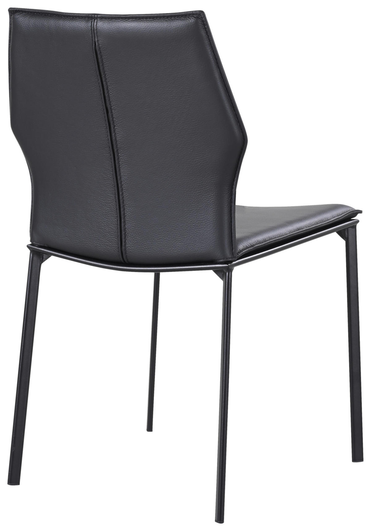 STUHL Echtleder Schwarz  - Schwarz, Design, Leder/Metall (48/85/57,5cm) - Novel