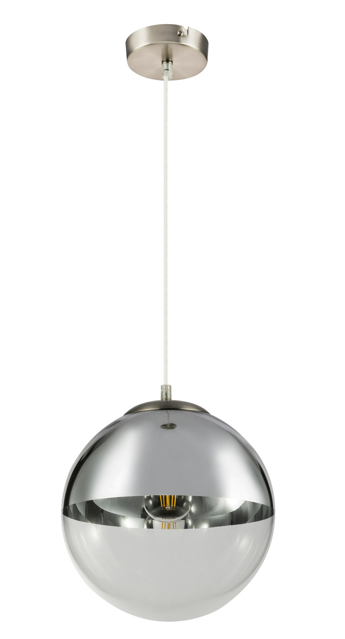 HÄNGELEUCHTE 25/120 cm  - Chromfarben/Transparent, Design, Glas/Metall (25/120cm) - Globo