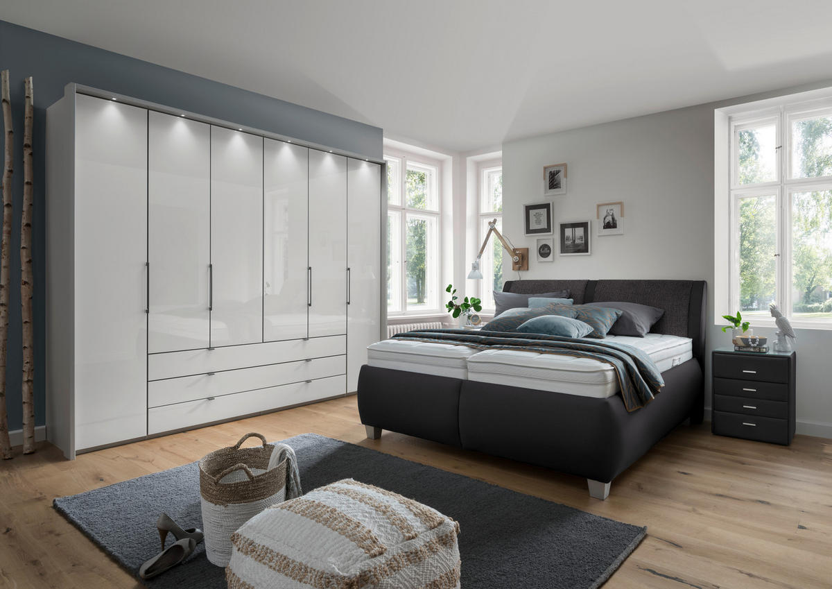 POLSTERBETT 160/200 cm  in Anthrazit  - Weiss/Anthrazit, Design, Holzwerkstoff/Kunststoff (160/200cm) - Beldomo - Sleep