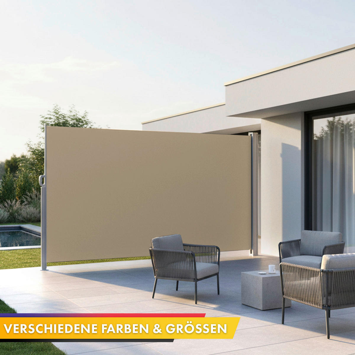 MARKISE - Beige/Silberfarben, Basics, Kunststoff/Metall (300/140cm)