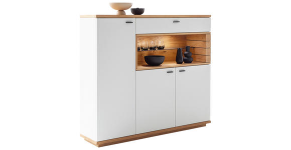 HIGHBOARD Weiß, Wildeiche 150/133/37 cm - Wildeiche/Anthrazit, Design, Glas/Holz (150/133/37cm) - Novel