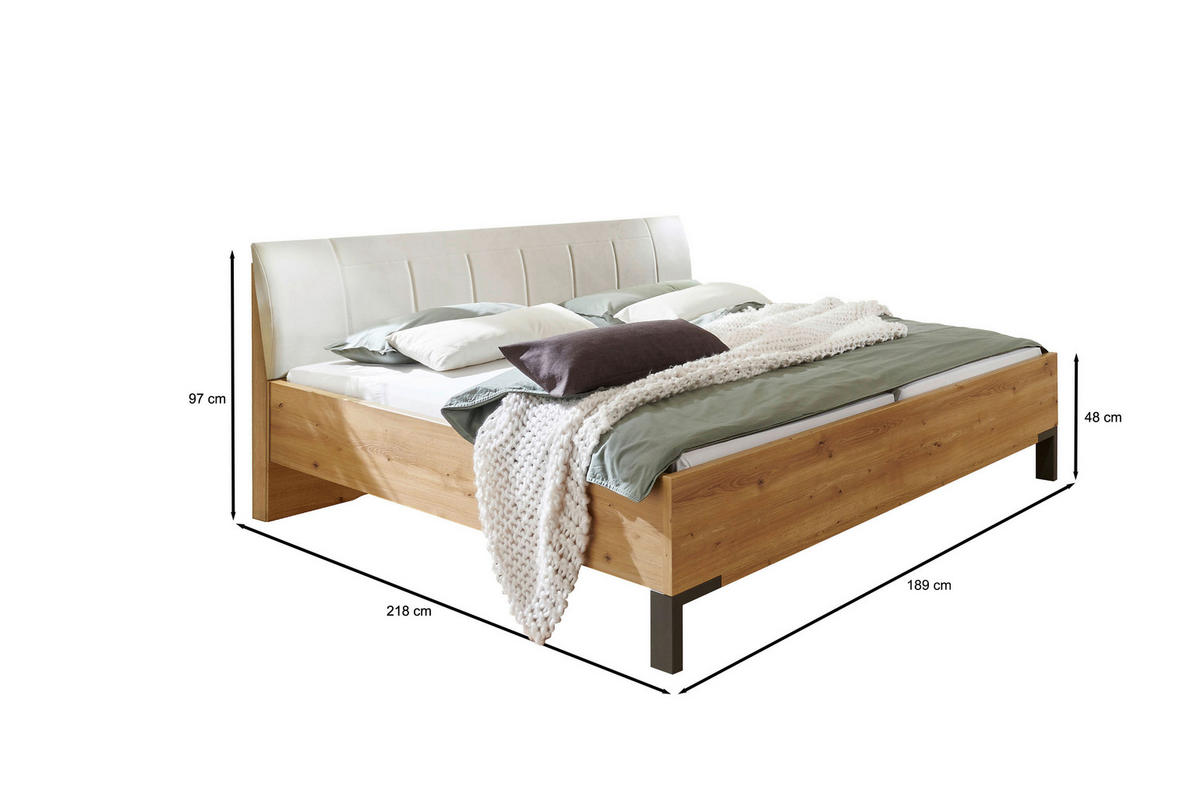 BETT 180/200 cm  in Champagner, Eiche Bianco   - Schieferfarben/Eiche Bianco, Modern, Holzwerkstoff/Textil (180/200cm) - Novel