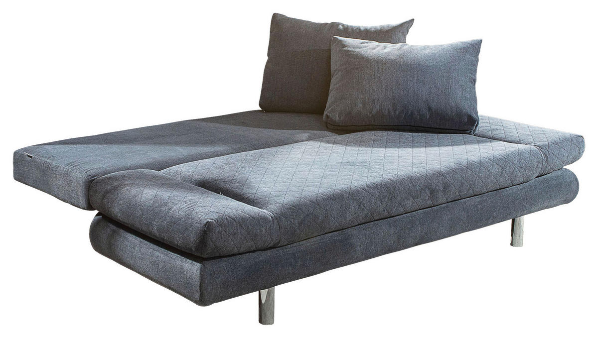 SCHLAFSOFA Armteil verstellbar Sorini  mit Typenauswahl, Stoffauswahl, Rücken echt Mikrofaser Anthrazit  - Chromfarben/Anthrazit, Design, Textil (194/73/91cm) - Xora