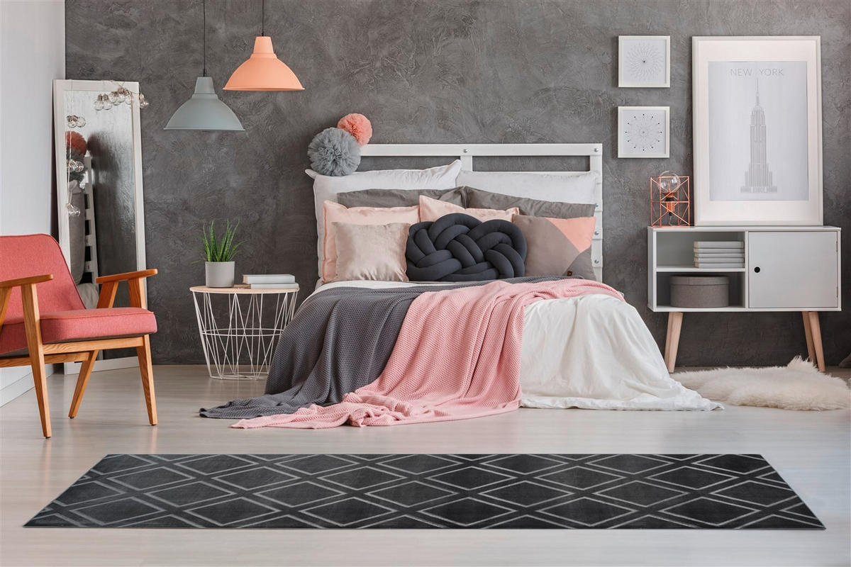 LÄUFER 80/150 cm Monroe 300 Anthrazit Anthrazit  - Anthrazit, KONVENTIONELL, Kunststoff/Textil (80/150cm)