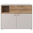 SIDEBOARD 114,3/88,4/38 cm  - Eichefarben/Weiß, MODERN, Holz/Holzwerkstoff (114,3/88,4/38cm) - Hom`in