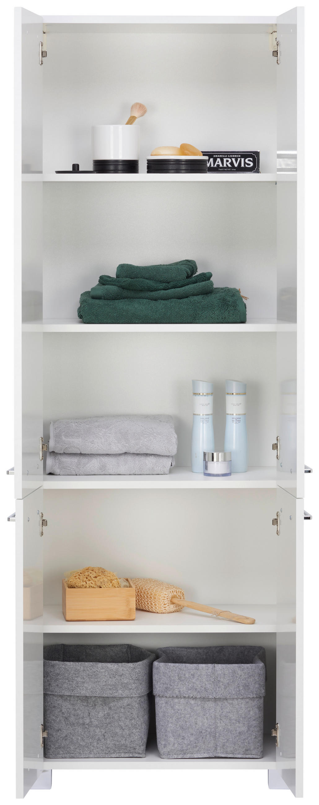 HOCHSCHRANK 56,9/164,5/33 cm  - Chromfarben/Weiß, KONVENTIONELL, Holzwerkstoff/Metall (56,9/164,5/33cm) - Stylife