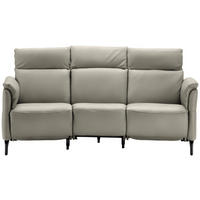 TRAPEZSOFA in Echtleder Hellgrau  - Hellgrau/Schwarz, Konventionell, Leder/Metall (221/103/95cm) - Dieter Knoll