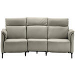 TRAPEZSOFA  in Echtleder Hellgrau  - Hellgrau/Schwarz, KONVENTIONELL, Leder/Metall (221/103/95cm) - Dieter Knoll