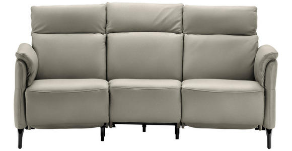TRAPEZSOFA  in Echtleder Hellgrau  - Hellgrau/Schwarz, KONVENTIONELL, Leder/Metall (221/103/95cm) - Dieter Knoll