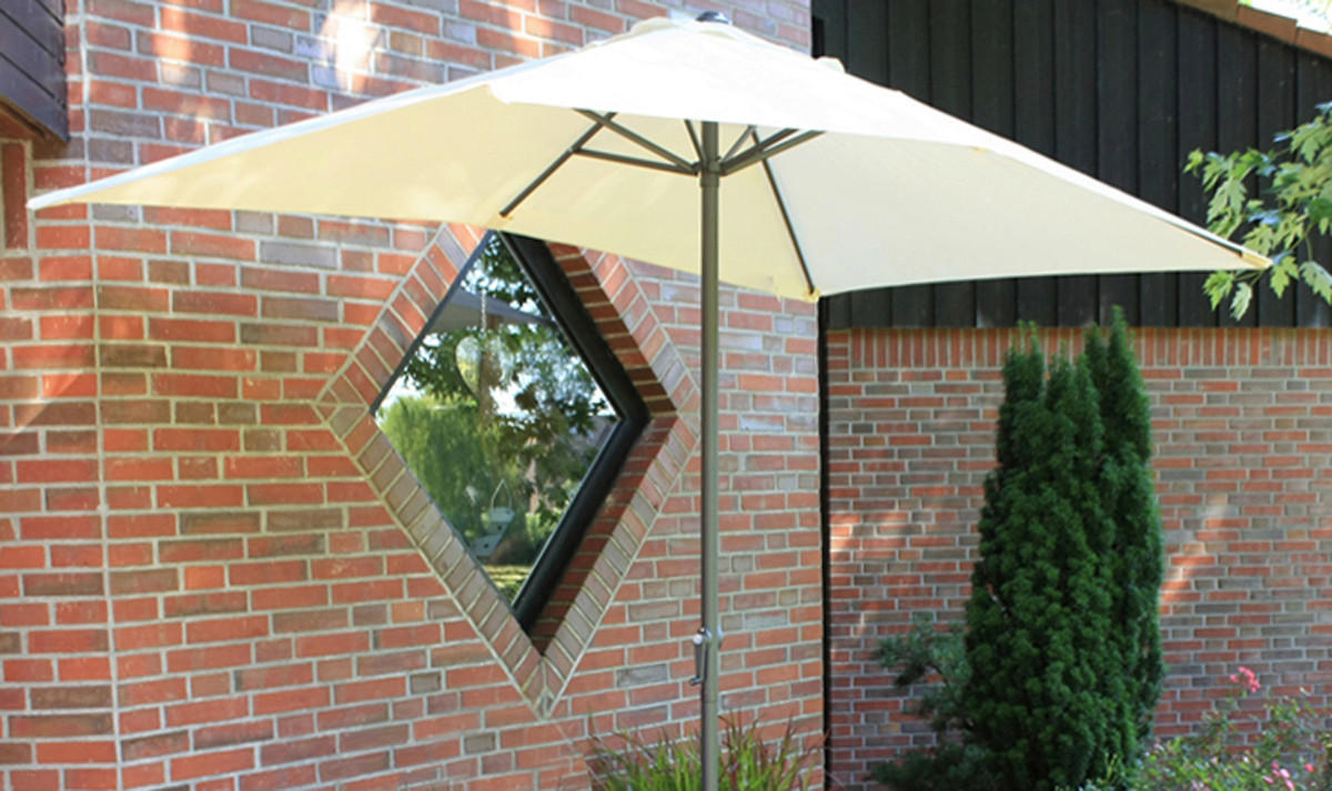 SONNENSCHIRM 250 cm Anthrazit, Creme  - Anthrazit/Creme, MODERN, Textil/Metall (145/243/250cm) - Gardenson