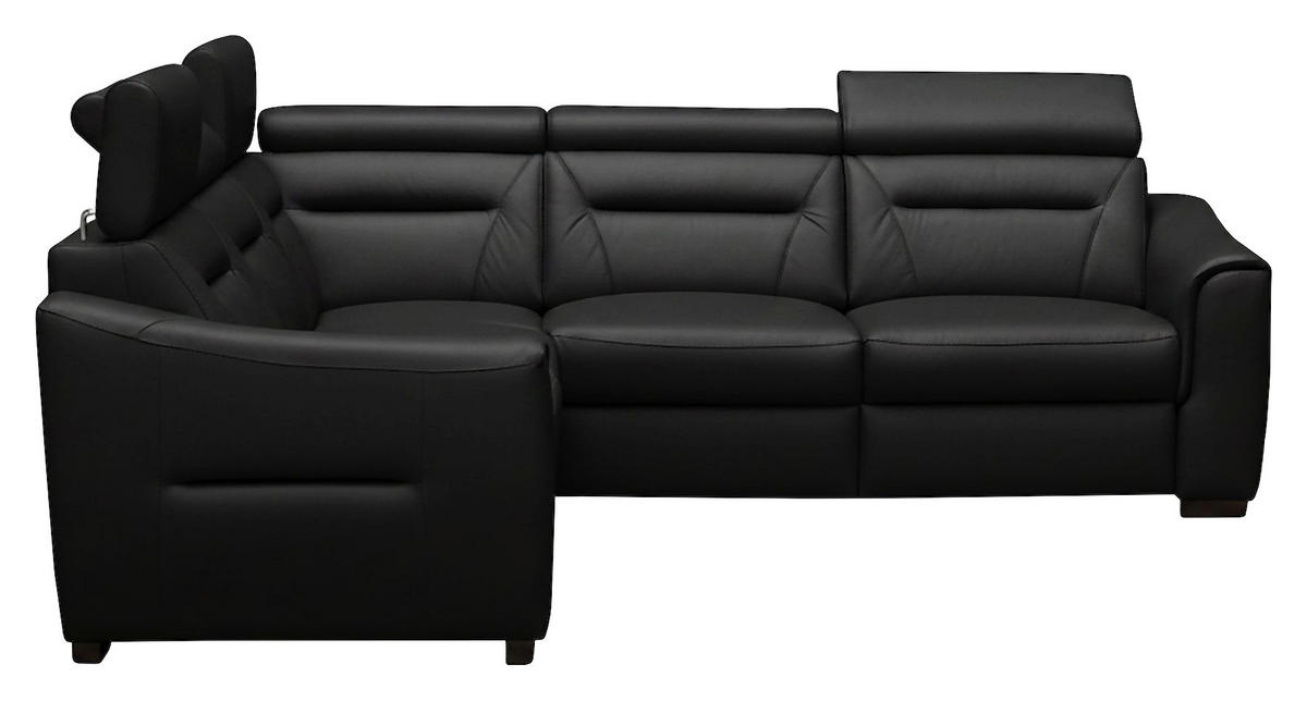 ECKSOFA Lederlook Echtleder Schwarz  - Wengefarben/Schwarz, Design, Leder/Holz (260/260cm) - Celina Home