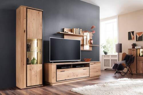 VITRINE Anthrazit, Eichefarben  60/209/37 cm  - Eichefarben/Anthrazit, Konventionell, Glas/Holz (60/209/37cm) - Landscape