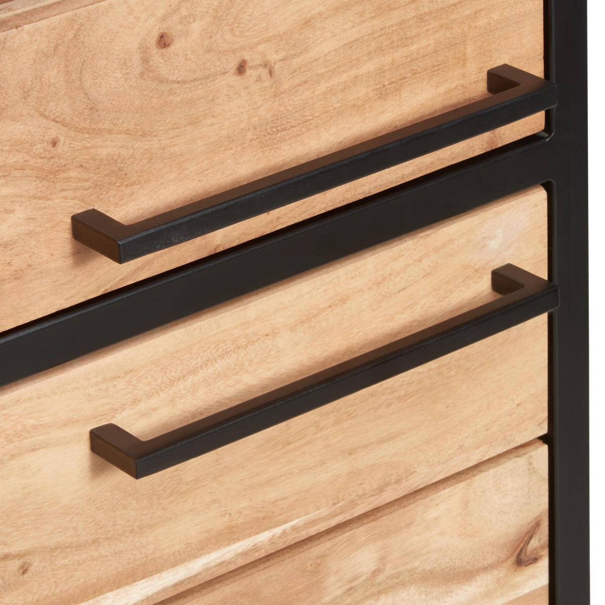VITRINE in massiv Akazie Honig, Schwarz  - Schwarz/Honig, Design, Glas/Holz (93/184/42cm) - MID.YOU