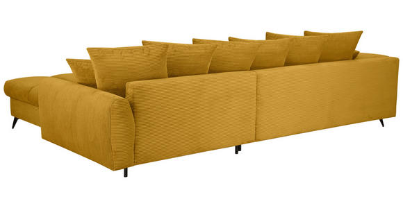 ECKSOFA Currygelb Cord Rückenkissen, Armlehnenkissen, Rücken echt  - Currygelb/Schwarz, KONVENTIONELL, Textil/Metall (332/231cm) - Carryhome