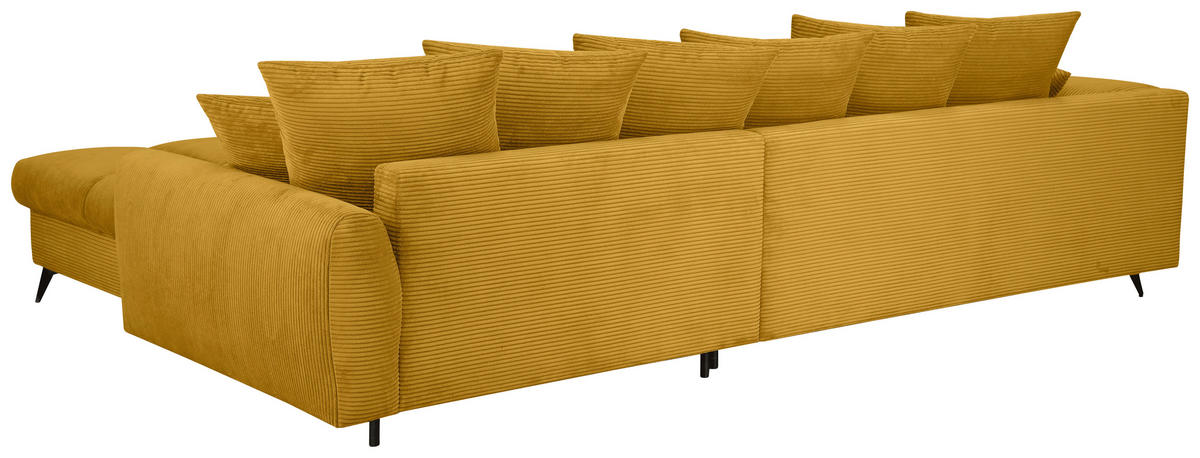 ECKSOFA Currygelb Cord Rückenkissen, Armlehnenkissen, Rücken echt  - Currygelb/Schwarz, KONVENTIONELL, Textil/Metall (332/231cm) - Carryhome