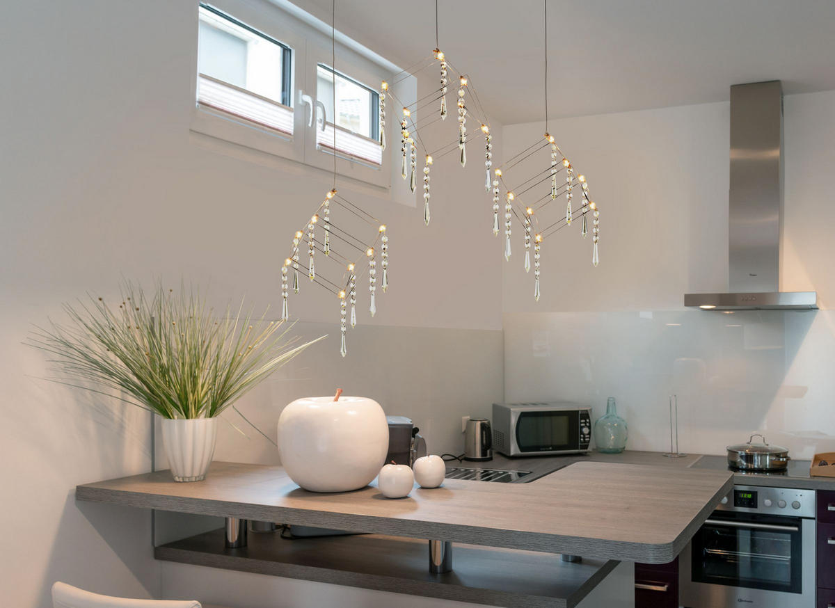 LED-HÄNGELEUCHTE 80/106 cm  - Chromfarben/Transparent, LIFESTYLE, Kunststoff/Metall (80/106cm) - Näve