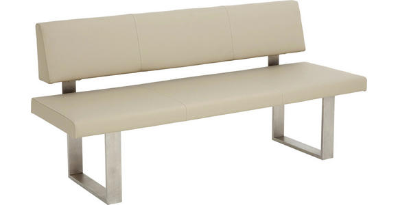 SITZBANK in Edelstahlfarben, Sandfarben - Sandfarben/Edelstahlfarben, Design, Leder/Metall (180cm) - Valnatura