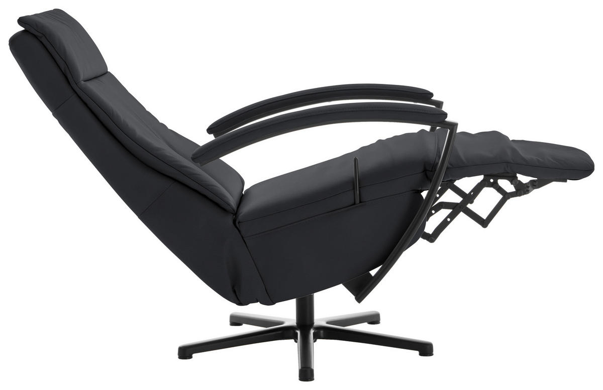 RELAXSESSEL in Leder Anthrazit  - Anthrazit/Schwarz, Design, Leder/Metall (76/112/83cm) - Beldomo Speed