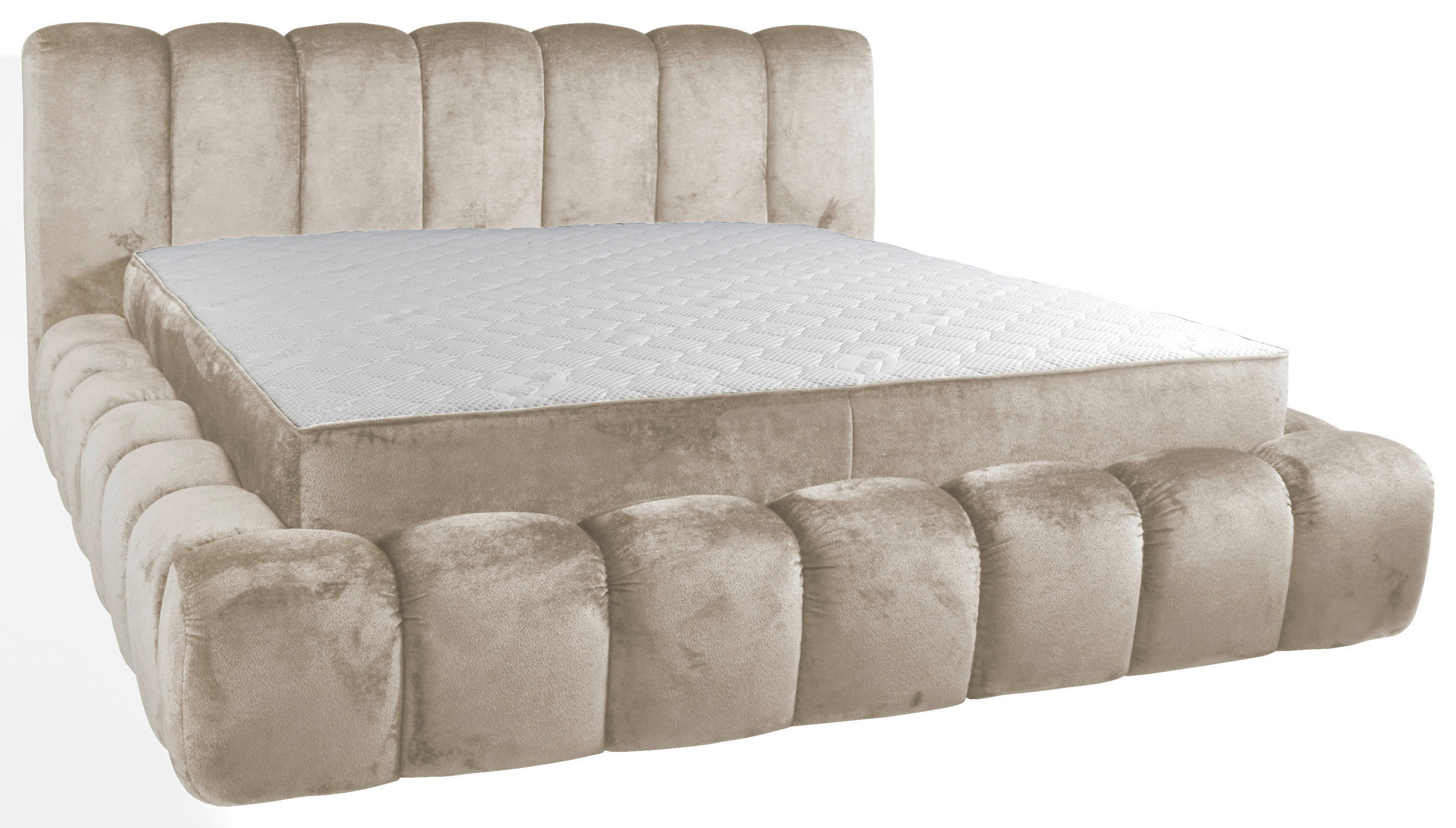 POLSTERBETT 180/200 cm,  in Creme, Lattenrost, Bettkasten,  - Birkefarben/Creme, Trend, Holz/Kunststoff (180/200cm) - Esposa