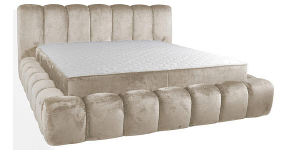 POLSTERBETT 180/200 cm,  in Creme, Lattenrost, Bettkasten,  - Birkefarben/Creme, Trend, Holz/Kunststoff (180/200cm) - Esposa