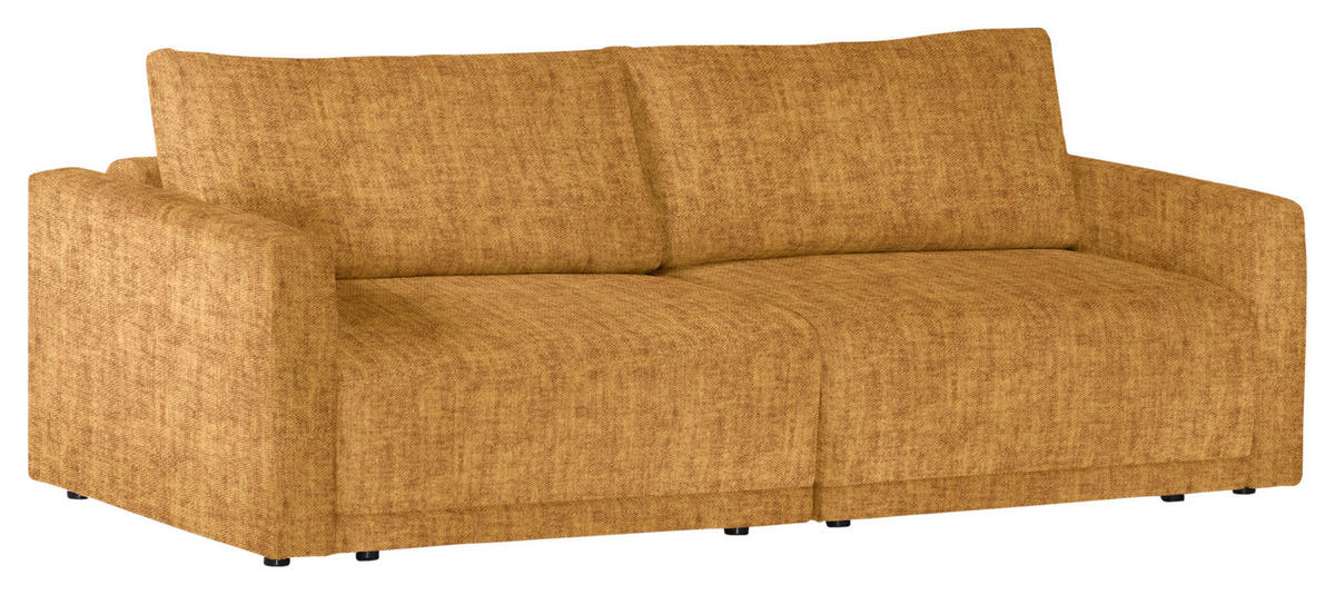 2,5-SITZER in Velours Goldfarben  - Goldfarben/Schwarz, Design, Kunststoff/Textil (240/70/125cm) - Xora