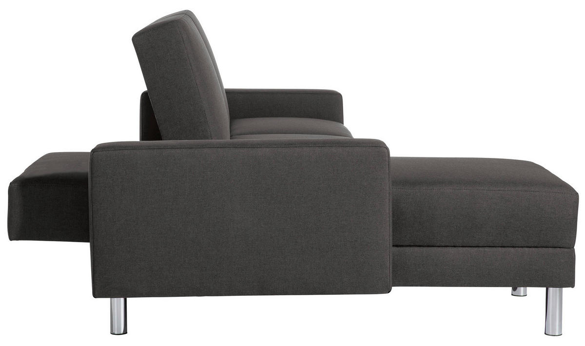 ECKSCHLAFSOFA inkl. Hocker in Anthrazit Textil   - Chromfarben/Anthrazit, Konventionell, Textil/Metall (152/230cm) - Max Winzer