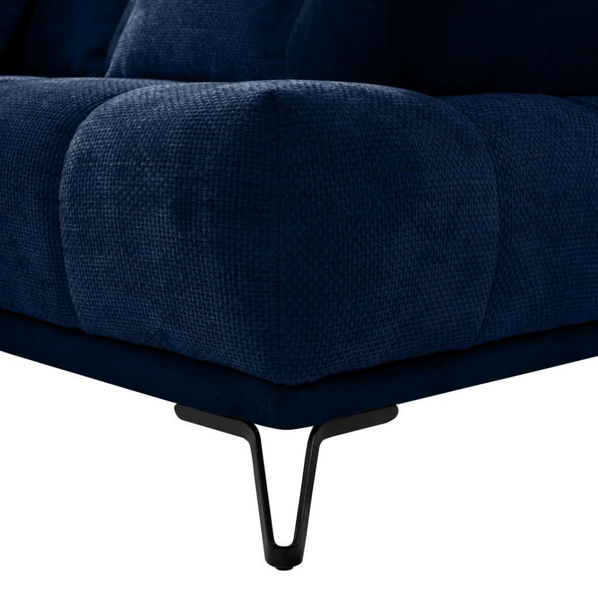 ECKSOFA in Chenille Dunkelblau  - Schwarz/Dunkelblau, Modern, Textil/Metall (184/262cm) - MID.YOU