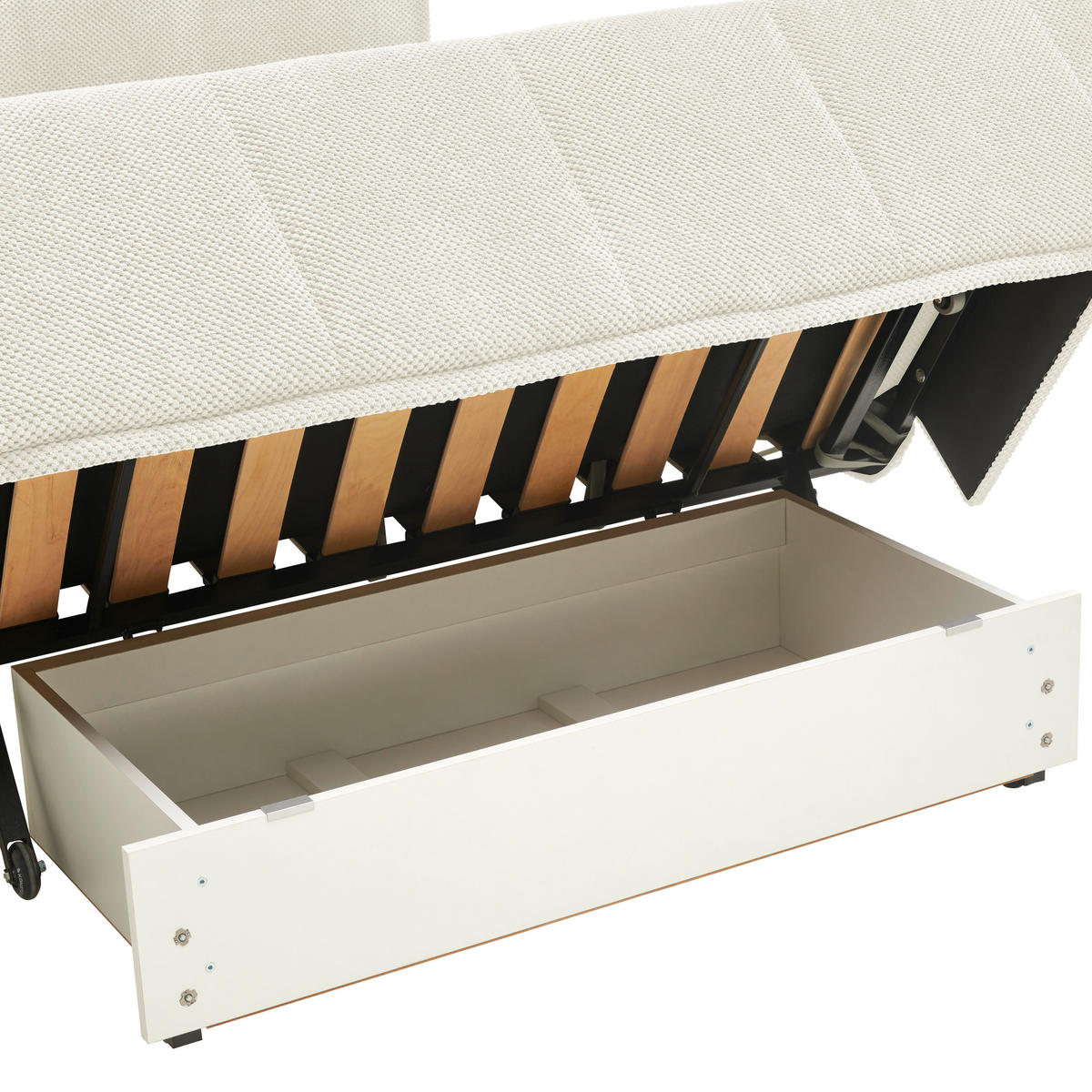 SCHLAFSOFA Velours Creme  - Creme/Schwarz, Design, Kunststoff/Textil (148/88/110cm) - Livetastic