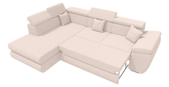 ECKSOFA  in Struktur Creme  - Chromfarben/Creme, KONVENTIONELL, Kunststoff/Textil (205/282cm) - Carryhome