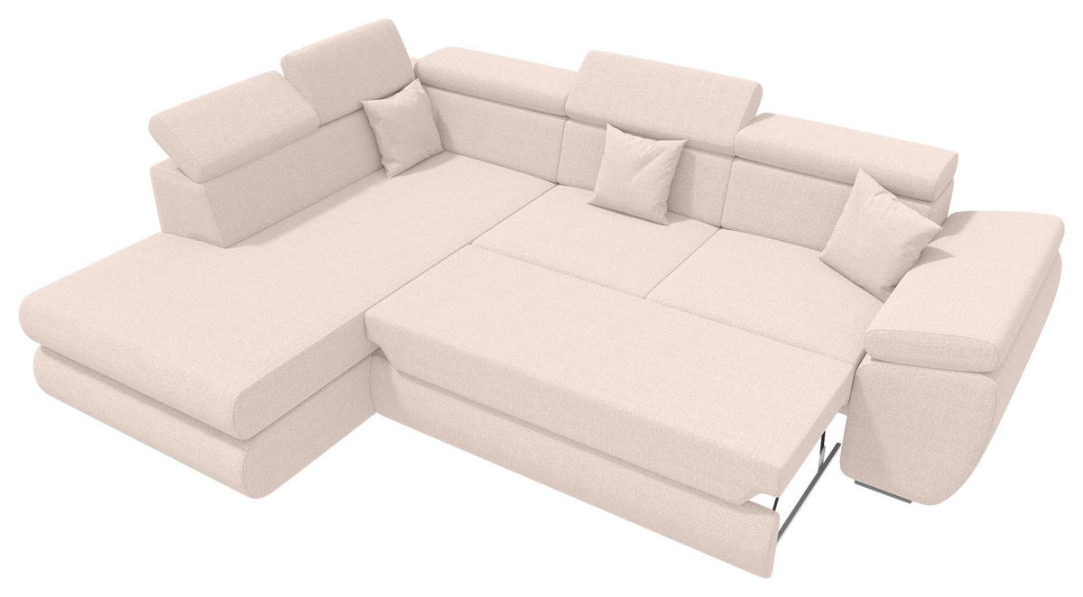 ECKSOFA Creme Struktur  - Chromfarben/Creme, KONVENTIONELL, Kunststoff/Textil (205/282cm) - Carryhome