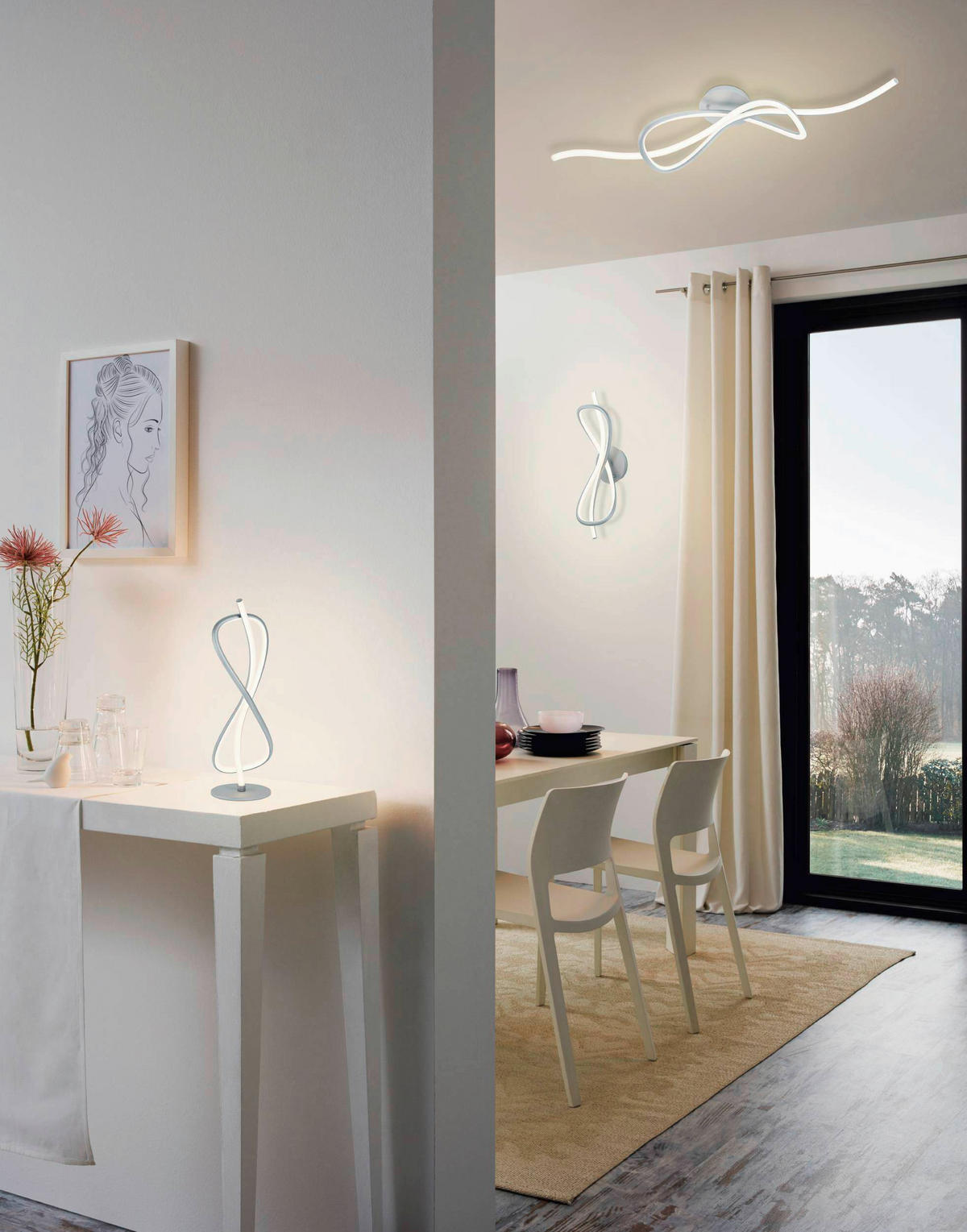 DECKENLEUCHTE 13 W    70/16/16 cm  - Weiss/Nickelfarben, Design, Kunststoff/Metall (70/16/16cm) - Eglo
