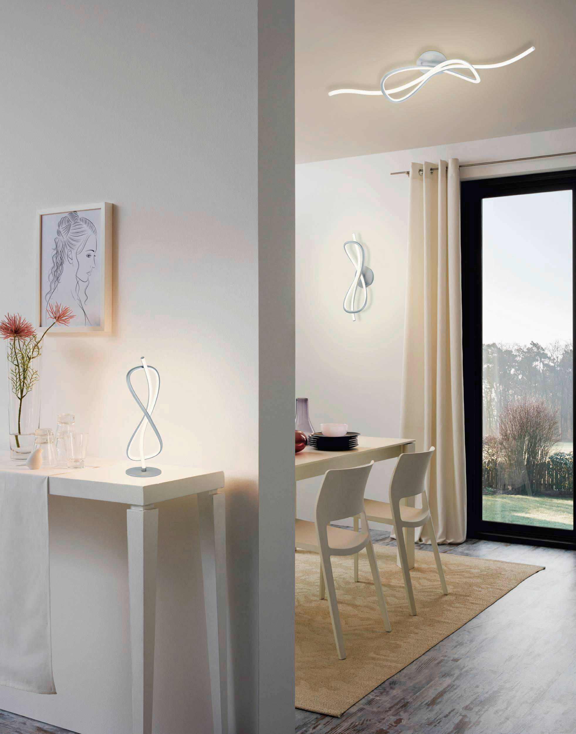 Thumbnail - Eglo Deckenleuchte, Weiß, Nickel, Metall, Kunststoff, organisch,organisch, F, 16x16x70 cm, Lampen & Leuchten, Innenbeleu...