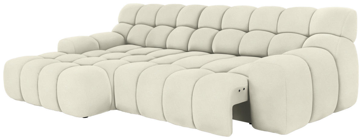ECKSOFA in Webstoff Weiss  - Weiss/Schwarz, Modern, Kunststoff/Textil (180/297cm) - Welnova
