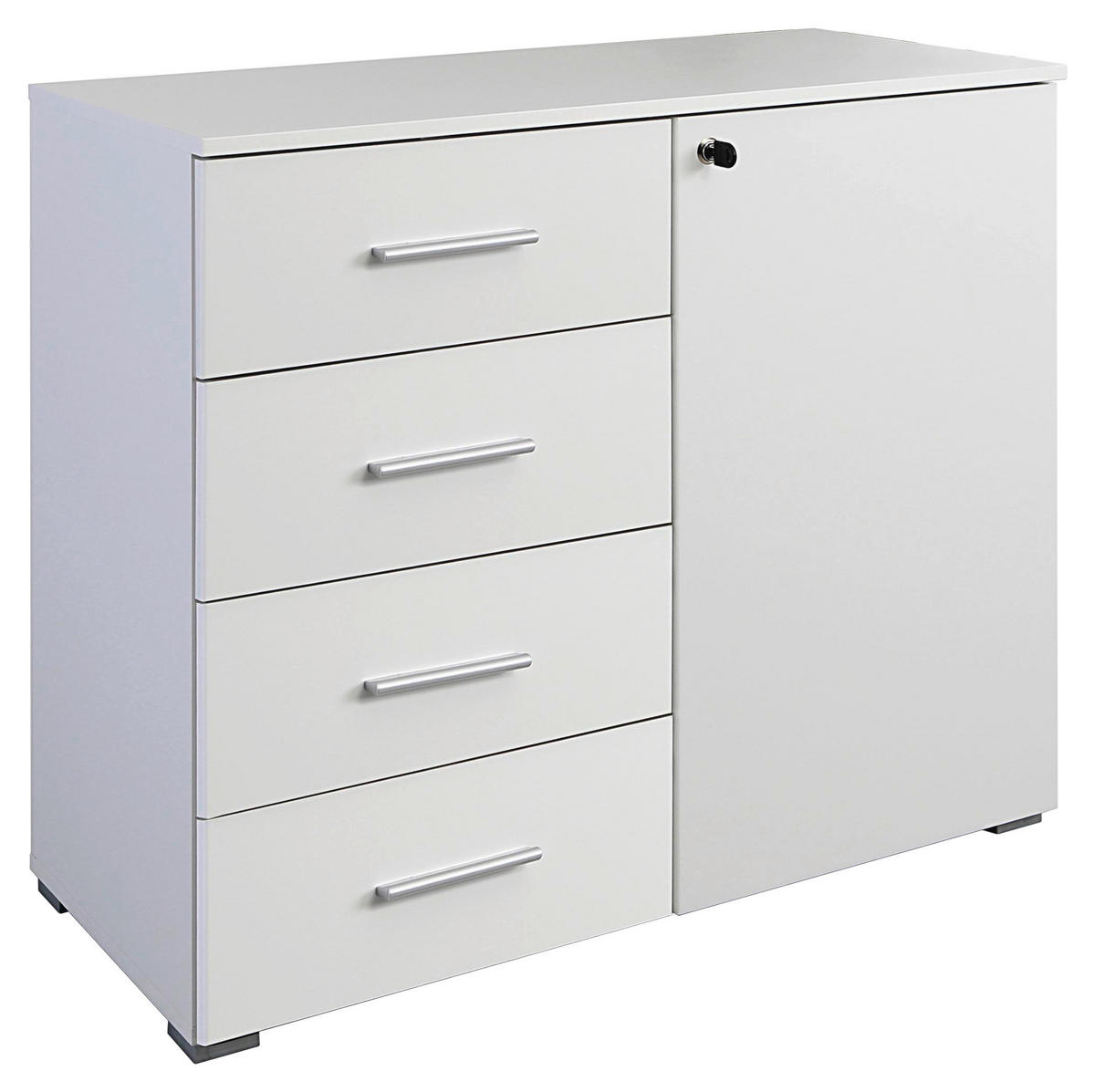 KOMMODE  in 93/81/42 cm  - Alufarben/Weiß, Basics, Holzwerkstoff/Kunststoff (93/81/42cm) - Xora