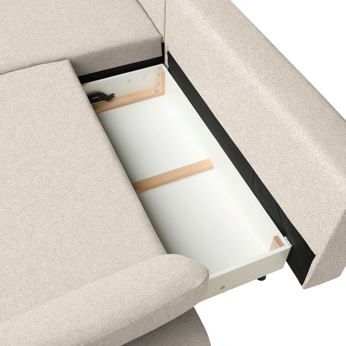 ECKSOFA Struktur Sandfarben  - Sandfarben/Schwarz, Design, Textil/Metall (186/284cm) - Lomoco