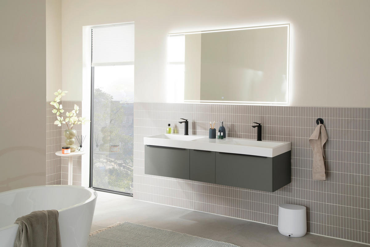 BADEZIMMERSPIEGEL 150/80/2,8 cm  - Schwarz, Design, Glas (150/80/2,8cm) - Schöner Wohnen