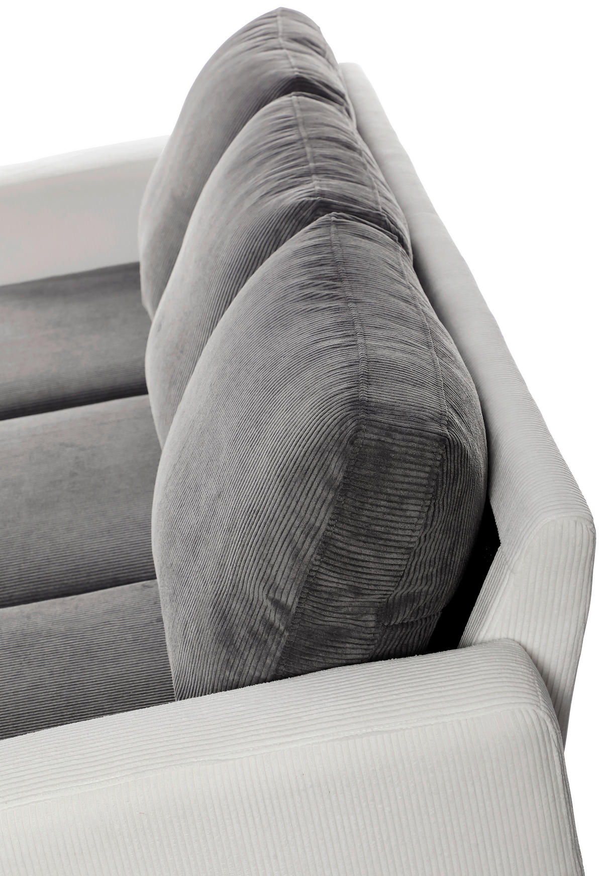 ECKSOFA Dunkelgrau Cord  - Dunkelgrau/Schwarz, Design, Kunststoff/Textil (198/135cm) - P & B