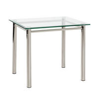 BEISTELLTISCH 60/50/53 cm Chromfarben rechteckig  - Chromfarben, KONVENTIONELL, Glas/Metall (60/50/53cm)