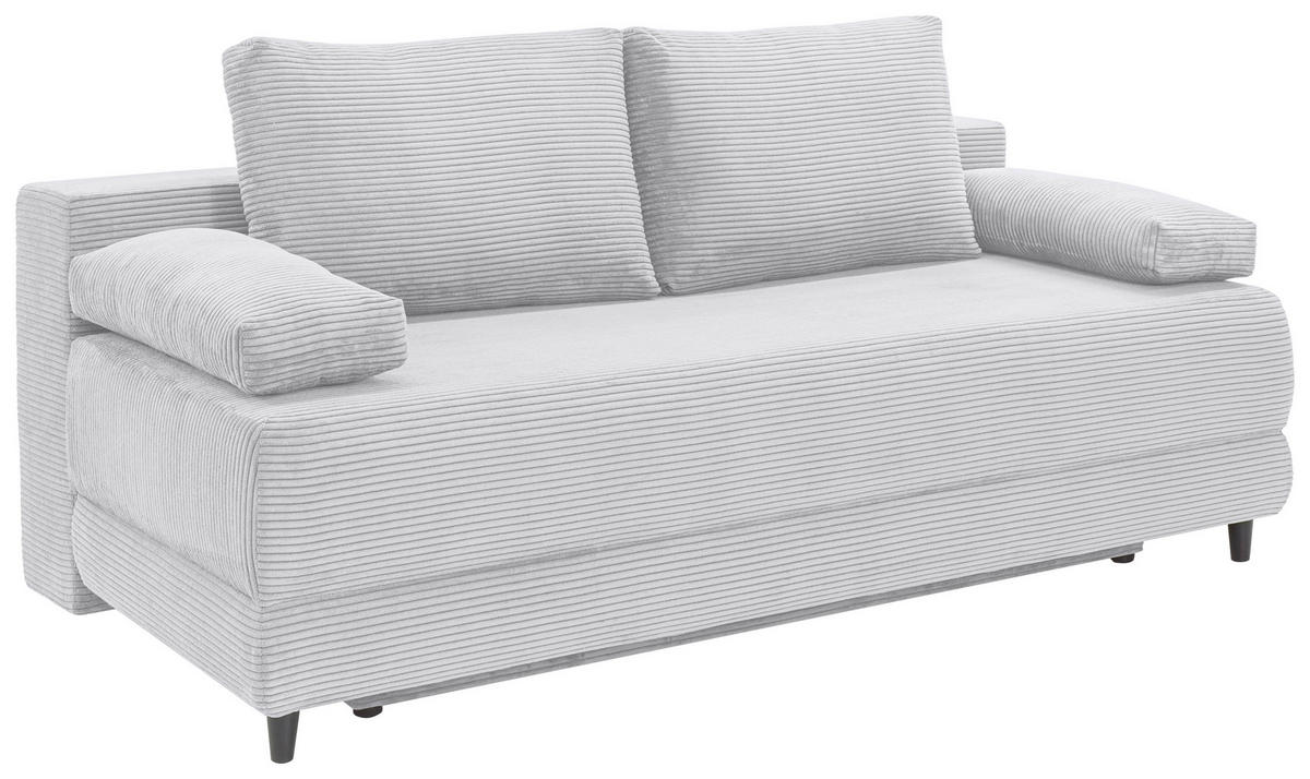 SCHLAFSOFA  mit Liegefunktion, Schlafen auf Sitzhöhe, Rücken echt Cord Hellgrau  - Hellgrau/Schwarz, KONVENTIONELL, Holz/Textil (196/96/103cm) - Carryhome
