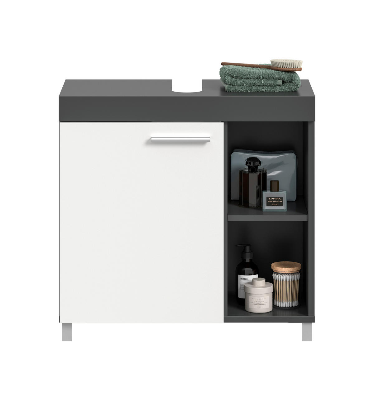 WASCHBECKENUNTERSCHRANK 65/63/31 cm  - Anthrazit/Silberfarben, Trend, Holzwerkstoff/Kunststoff (65/63/31cm) - MID.YOU