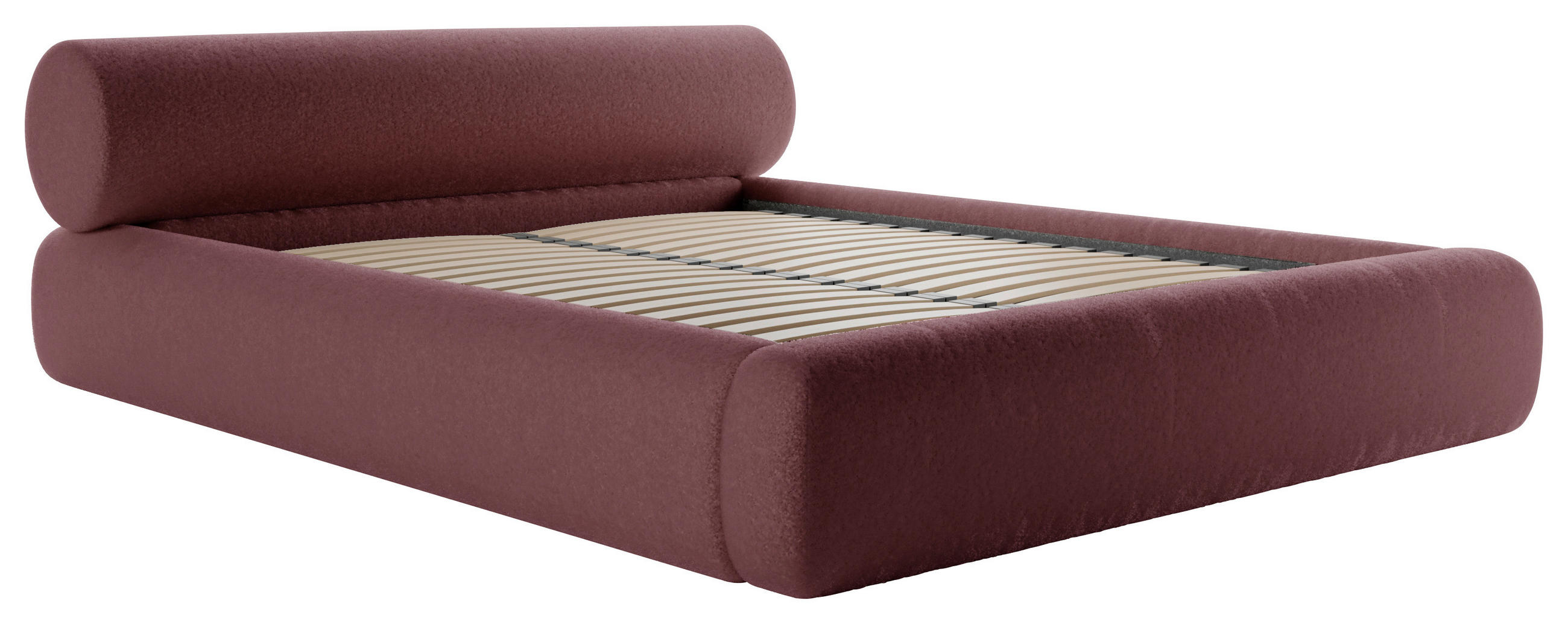 POLSTERBETT 160/200 cm,  in Dunkelrot, Lattenrost, Bettkasten,  - Schwarz/Dunkelrot, Design, Holz/Textil (160/200cm) - Chameo
