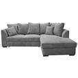 ECKSOFA in Cord Hellgrau  259/174 cm  - Hellgrau/Schwarz, Design, Kunststoff/Textil (259/174cm) - Cantus