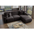 ECKSOFA Dunkelbraun Lederlook  - Chromfarben/Dunkelbraun, KONVENTIONELL, Kunststoff/Textil (293/195cm) - Carryhome